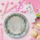 白いクリスマスツリー ペーパープレート (パーティー)