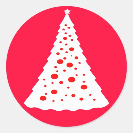 白いクリスマスツリー ラウンドシール (正面)