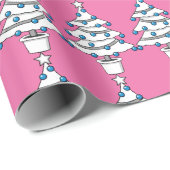 白いクリスマスツリー ラッピングペーパー (ロールコーナー)