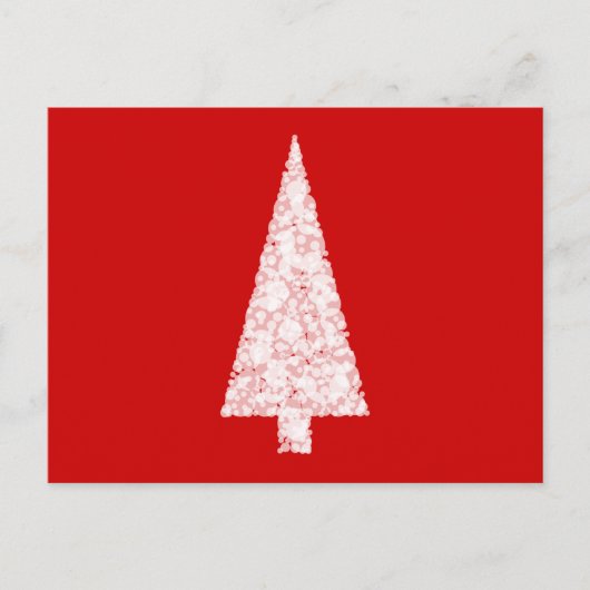 白いクリスマスツリー。赤。モダン. シーズンポストカード (正面)