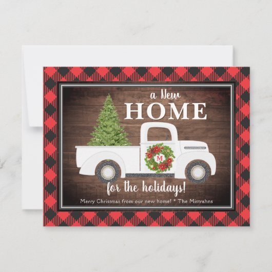 白いクリスマストラックのプレイドの動きの発表 ノートカード (正面)