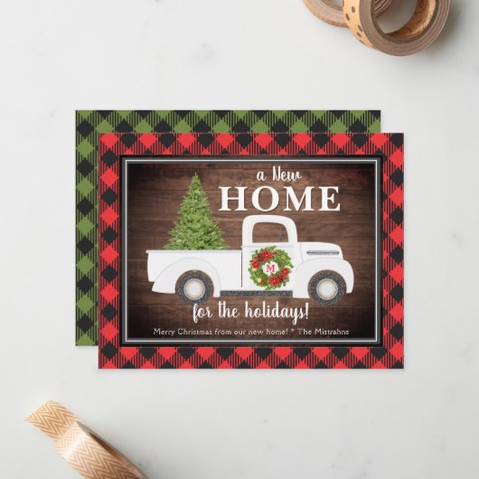 白いクリスマストラックのプレイドの動きの発表 ノートカード (正面/裏面インサイチュ)