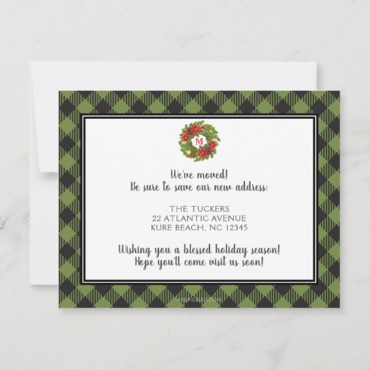 白いクリスマストラックのプレイドの動きの発表 ノートカード (裏面)