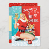 白いクリスマスパーティの招待状の夢 招待状 (正面/裏面)