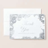 白いクリスマスフォイルありがとう結婚カード 箔カード (封筒付き正面)