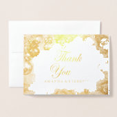 白いクリスマスフォイルありがとう結婚カード 箔カード (封筒付き正面)