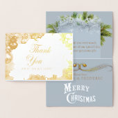 白いクリスマスフォイルありがとう結婚カード 箔カード (ディスプレー)