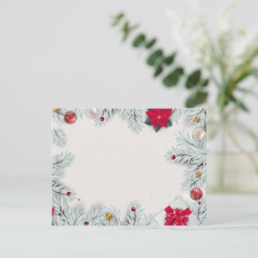 白いクリスマスフレームの背景 シーズンポストカード (スタンド正面)