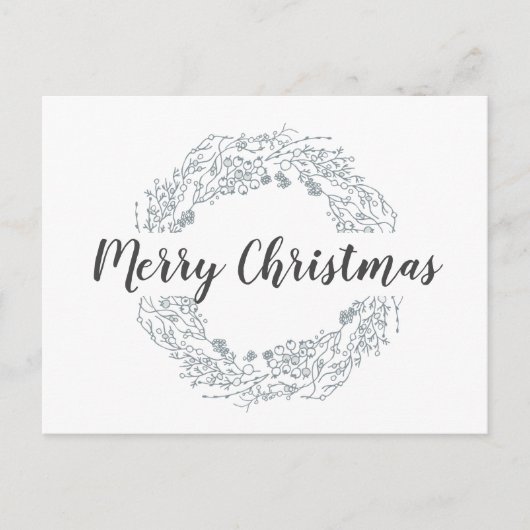 白いクリスマスベリーの冬休みの葉書 ポストカード (正面)