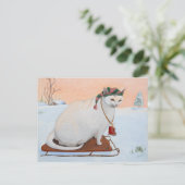 白いクリスマスホリデー　雪の中の猫 シーズンポストカード (スタンド正面)