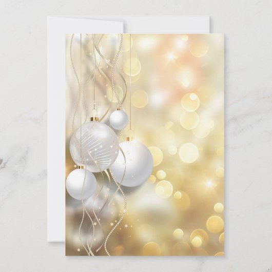 白いクリスマスボールと弦楽器ビーズ 招待状 (裏面)
