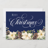 白いクリスマスポインセチア青 シーズンカード (正面)