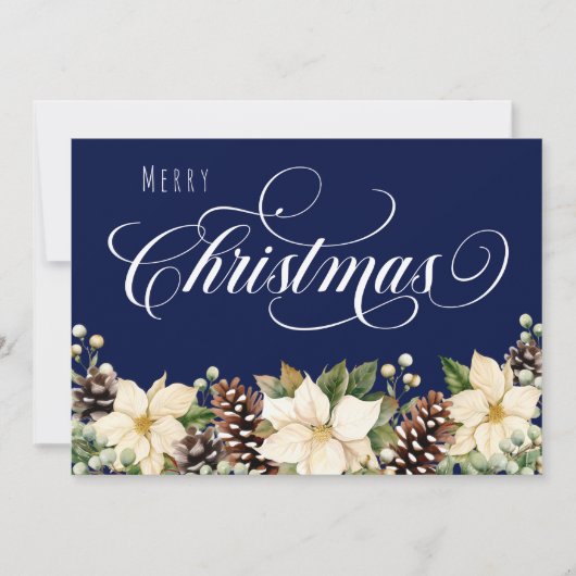 白いクリスマスポインセチア青 シーズンカード (正面)