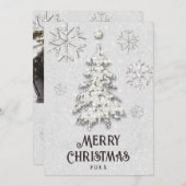 白いクリスマスラインエレガントストーンズ写真 シーズンカード (正面/裏面)