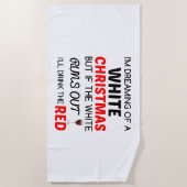 白いクリスマスレッドワイン ビーチタオル (正面)