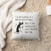 白いクリスマスワインキャットおもしろいの夢を見る クッション (ブランケット)