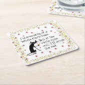 白いクリスマスワインキャットおもしろいの夢を見る スクエアペーパーコースター (アングル)