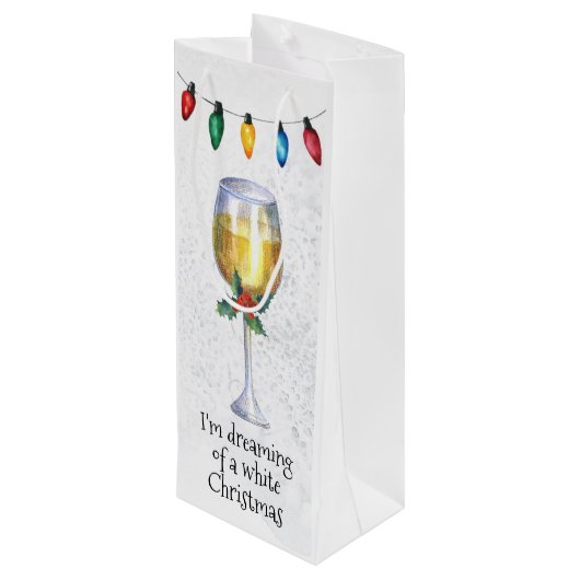 白いクリスマスワイン愛好家の夢 ワインギフトバッグ (裏面アングル)