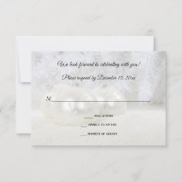 白いクリスマス冬の結婚式 出欠カード