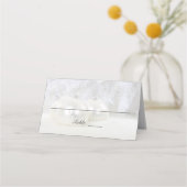 白いクリスマス冬の結婚式 |折りカスタム曲げ プレイスカード (正面)