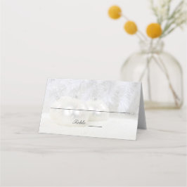 白いクリスマス冬の結婚式 |折りカスタム曲げ プレイスカード