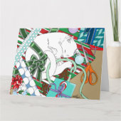 白いクリスマス猫 カード (正面)