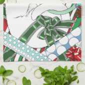 白いクリスマス猫 キッチンタオル (折り畳み)