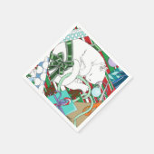 白いクリスマス猫 スタンダードカクテルナプキン (角)