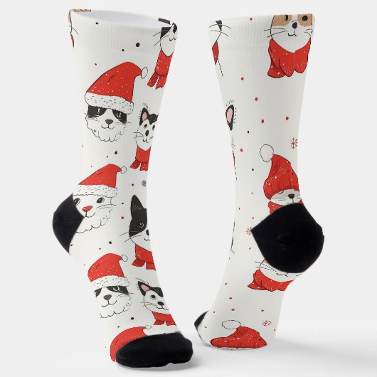 白いクリスマス猫 ソックス (傾斜あり)