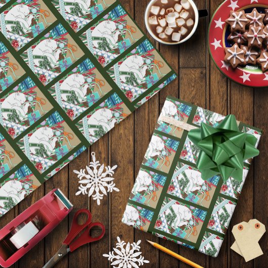 白いクリスマス猫 ラッピングペーパー