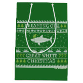 白いクリスマス素晴らしのニットの外観の夢 ミディアムペーパーバッグ (裏面)