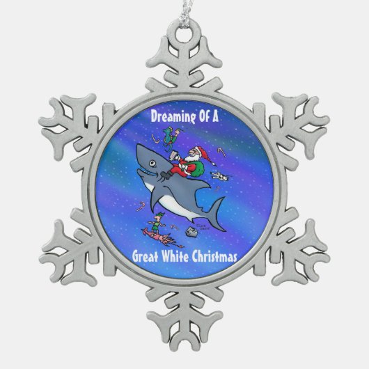 白いクリスマス素晴らし装飾品の夢を見る スノーフレークピューターオーナメント (正面)