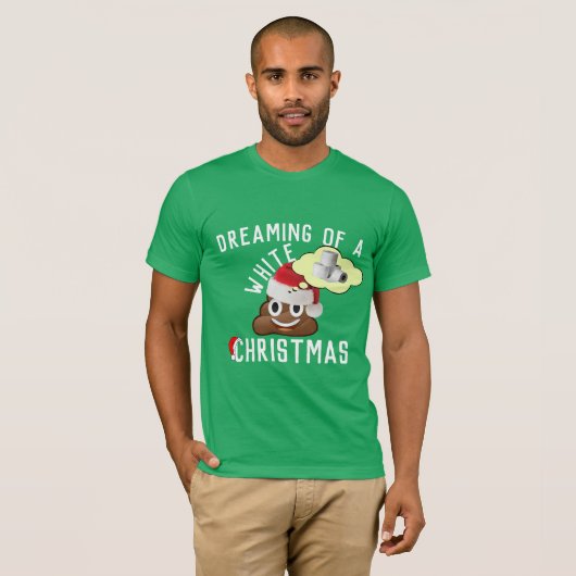 白いクリスマス・ウンチ絵おもしろい文字の夢 Tシャツ (正面フル)