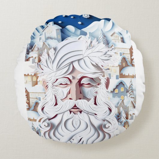 白いクリスマス ラウンドクッション (正面)