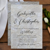 白いクリーム模様の黒いカリグラフィー結婚式 招待状