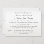 白いクリーム色のバラとリングの結婚式招待状 招待状 (裏面)