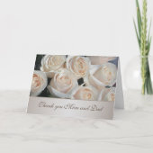 白いクリーム色のバラの結婚は感謝していしています サンキューカード (正面)