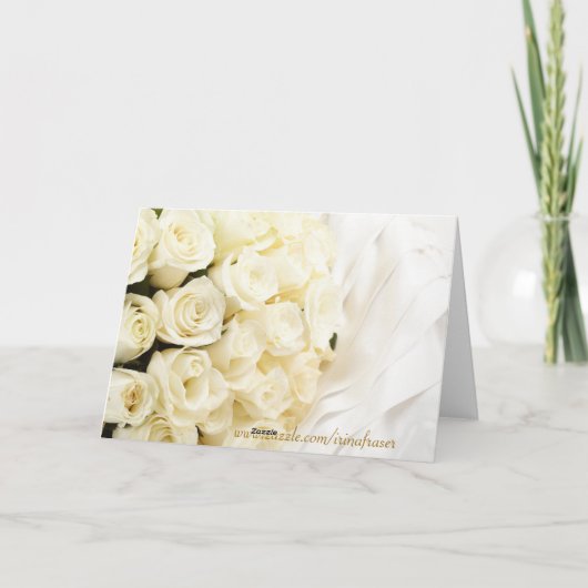 白いクリーム色のバラ。結婚式にありがとう母 カード (裏面)