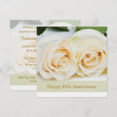 白いクリーム色のバラ, 結婚40周年 招待状 (正面/裏面)