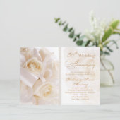 白いクリーム色のバラ 50周年記念結婚式 招待状 (スタンド正面)
