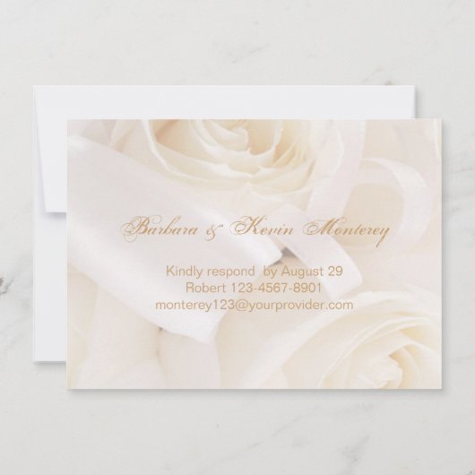 白いクリーム色のバラ 50周年記念結婚式 招待状 (裏面)