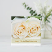 白いクリーム色のバラ、75周年結婚記念日 招待状 (スタンド正面)