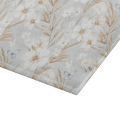 白いクリーム色の花と青い蝶のウェディングシャワー カッティングボード (角)