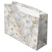 白いクリーム色の花と青い蝶の結婚前お披露目会 ラージペーパーバッグ (裏面アングル)