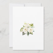 白いクリーム色の花 ゴールドグリッター フレーム ウェディング 招待状 (裏面)