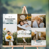 白いクリーンモダンイニシャルと5枚の写真へようこそ アクリルサイン (ニュートラル)