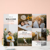 白いクリーンモダンイニシャルと5枚の写真へようこそ アクリルサイン (ウェディング)