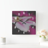 白いクレマチスの花 スクエア壁時計 (ホーム)