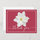 白いクレマチスの花、真っ赤な背景、ありがとうございます ポストカード (正面/裏面)