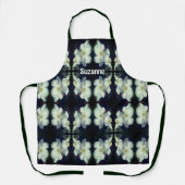 白いクレマチスパーソナライズされた花 エプロン (正面)